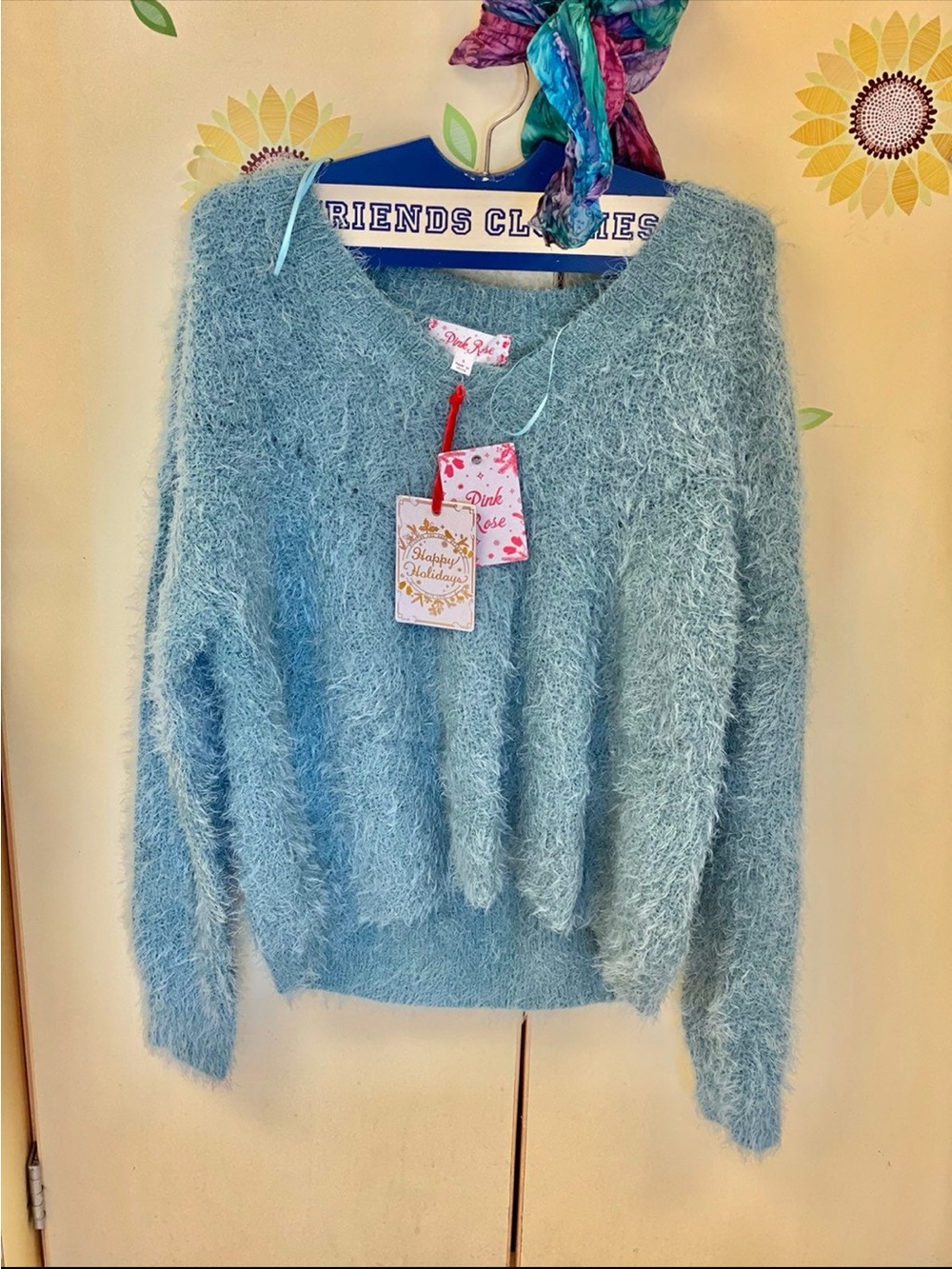 Fuzzy Light Blue/Green Sweater